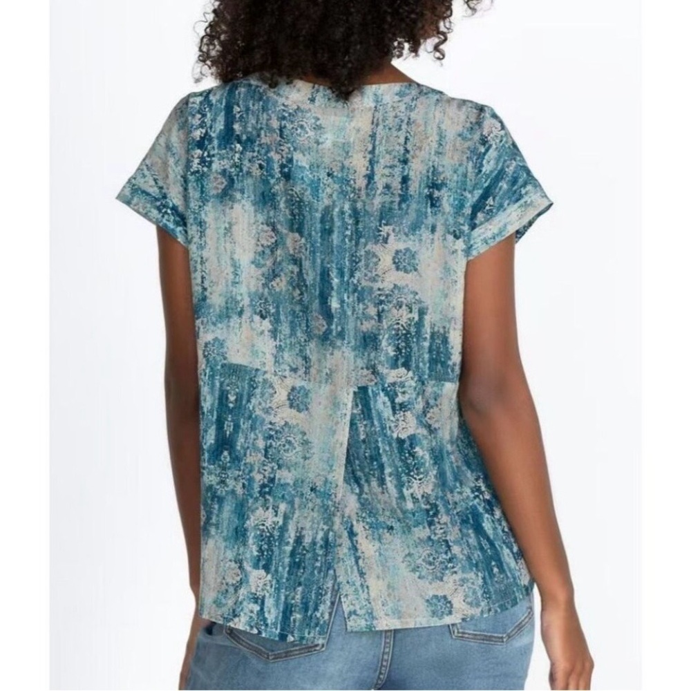 π SILK Johnny Was Pete & Greta Santorini Blue Blouse -factory error NWOT - Picture 3 of 10